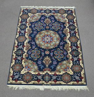 5'x7' Signed Isfahan Authentic Persian Hand-Knotted Wool & Silk Area Rug: 5'x7' Signed Isfahan Authentic Persian Hand-Knotted Wool &amp; Silk Area Rug This Isfahan carpet is a piece of the most traditional handicraft. It has been made by hand with the most beautiful pattern