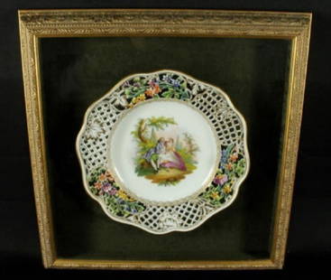 19Th Century Reticulated Framed Dresden Plate: 19Th Century Reticulated Framed Dresden Plate. Measures 9 1/4" Diameter Today the collection features about 20,000 porcelain artefacts.One strength is the collection of traditional Chinese and Japanes