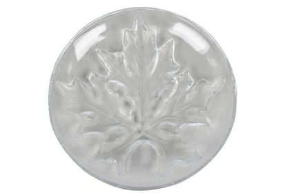 Lalique Clear & Frosted Glass Maple Leaf Dish