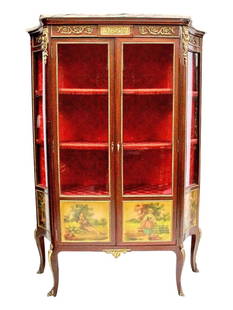 French Verne Martin Style Vitrine Cabinet: French Verne Martin Style Vitrine Cabinet, Measures 63" X 13" X 44"