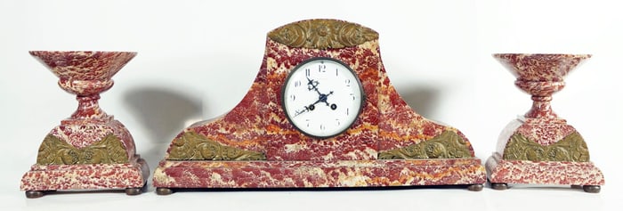 Rouge Marble Three Piece Clock Set
