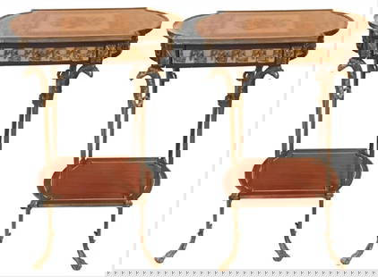 Pair Of Continental Neo-Classical Inlaid Stands: From The Estate Of Ken And Pat Hodge. Lot Includes Pair. 20W X 13D X 31H.