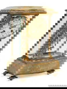 19th C. French Onyx and Champleve Mantel Clock: 19th C. French Onyx and Champleve Mantel Clock A French Onyx and Champleve Mantel Clock Late 19th Century the dial signed Bigelow, Kennard & Co., Boston the movement stamped MADE IN FRANCE and further