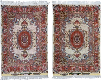 Pair of Antique 20th C. Handmade Persian Tabriz Area Rugs