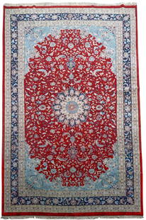 Palace Size 18' x12'  Indo Persian Handmade Hand-Knotted Wool Rug Carpet: Palace Size 18' x12' Indo Persian Handmade Hand-Knotted Wool Rug Carpet Unique, Hand-Knotted, All Natural & Organic Rug Measurement:18'2" x 11'11"
