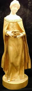 Antique Circa 1930 French Louis Sasson Bronze and Carved Figure of Woman Holding a Box: Antique Circa 1930 French Louis Sasson Bronze and Carved Figure of Woman Holding a BoxFrench Louis Sasson Bronze and CarvedThe figure of the Woman Holding a BoxSigned L. Sasson in the Bronze
