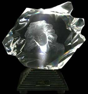 Frederick Elliott Hart Illuminate I acrylic Sculpture Include Light Box: Frederick Elliott Hart Illuminate I acrylic Sculpture Include Light BoxAmerican, 1943-1999Illuminate I, 1997acrylic resinOverall with base: 16 x 15 x 7 inchesSigned lower rightArtist: Hart, Frederick