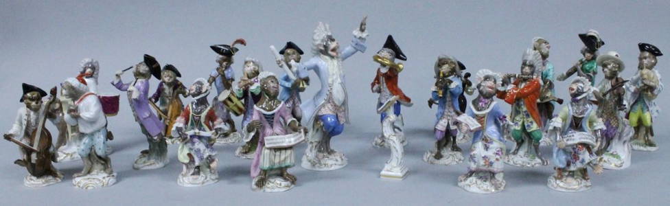 ANTIQUE MEISSEN MONKEY BAND CONSISTING OF 22 PCS.