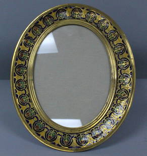 19TH C. CHAMPLEVE ENAMELLED FRAME: 19TH C. CHAMPLEVE ENAMELLED FRAME . MEASURES 9" X 7 1/2". NO INTERNATIONAL SHIPPING ON IVORY. NO INTERNATIONAL SHIPPING ON IVORY