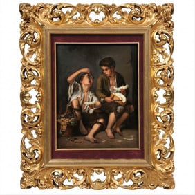 Kpm Porcelain Plaque Depicting Boys