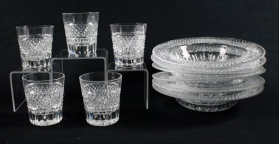 Crosshatch And Punte Motif Cut Glass Marked" Made In