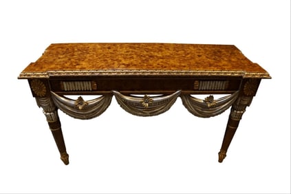 Parcel Gilt Faux Marble Top Console