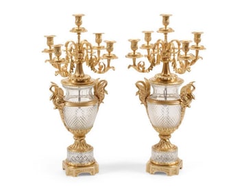 A Pair Of Louis Xvi Style Gilt Bronze Mounted Cut Glass