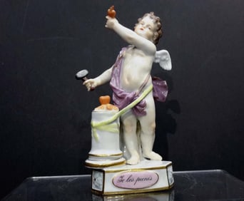 Large Meissen Porcelain Figure Of A Cherub Making
