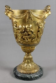 Dore Bronze Urn On Marble Base