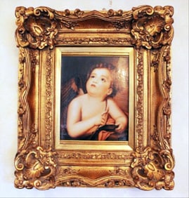 Kpm Hand Painted Porcelain Plaque Of Cupid Sharpening