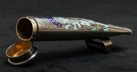 Edwardian Silver & Enamel Stamp Moistener