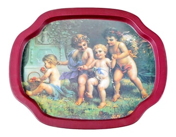 Cherub Courtyard Scene Dish