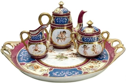 Antique Circa 1920 Royal Vienna Austria Partial Tea Service Set