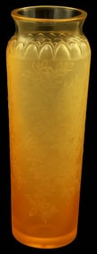 Lalique France 7" Gold Amber Bougainvillier Crystal Vase