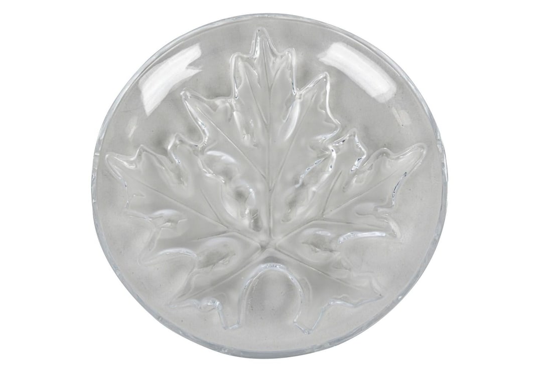 Lalique Clear & Frosted Glass Maple Leaf Dish (1 of 6)