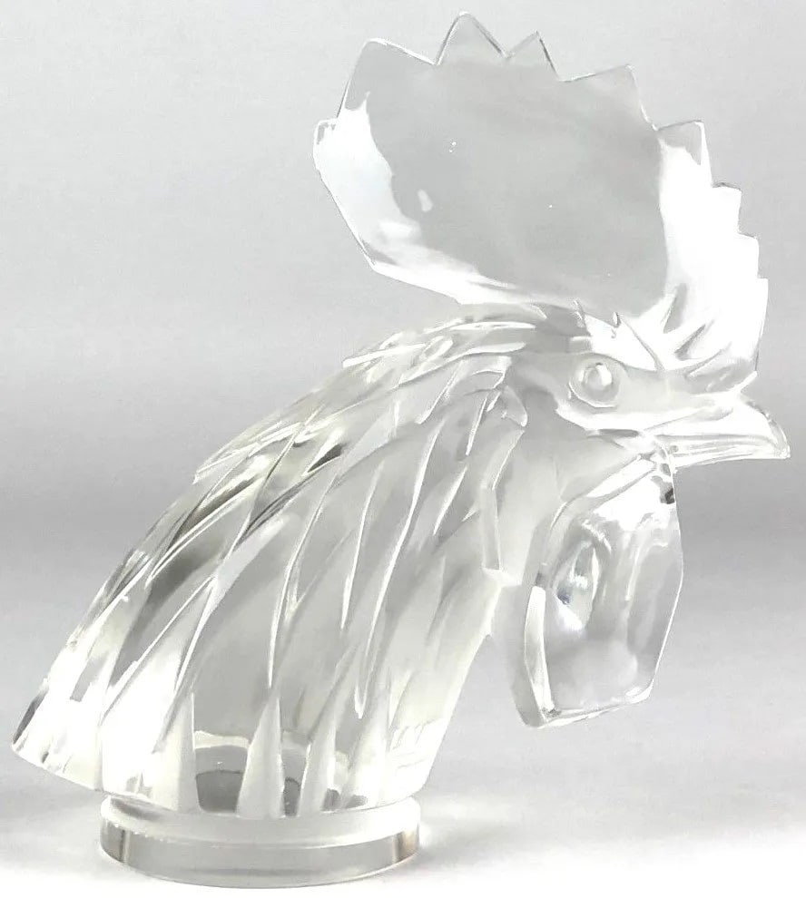 7" Lalique Crystal Mascot Rooster Tete de Coq Head Figurine (1 of 3)