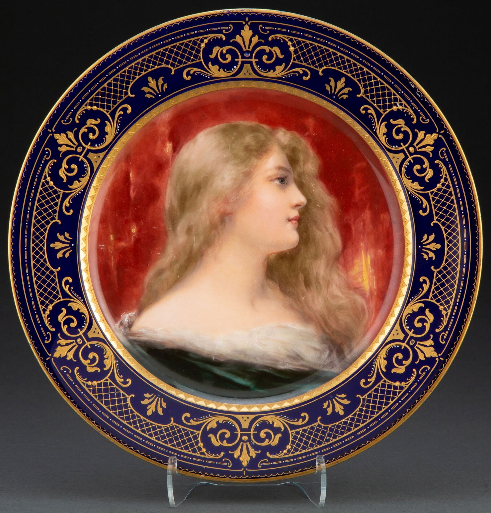 10 1/4" Antique Royal Vienna Austrian Partial-Gilt Hand-Painted Porcelain Cabinet Plate (1 of 3)