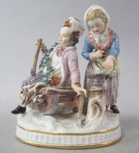 MEISSEN GROUP DEPICTING WINTER: MEISSEN GROUP DEPICTING WINTER. Measures 5 1/4" tall.