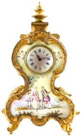 19th Century Viennese Rococo Revival Ormolu and Enamel Desk Clock