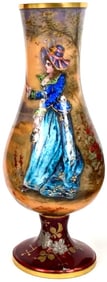 Antique French Limoges Enameled Foil Over Copper Cabinet Vase