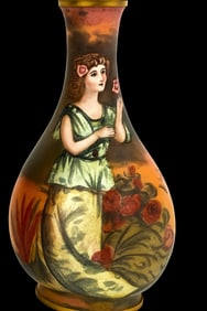 Antique French Limoges Enameled Foil Over Copper Cabinet Vase