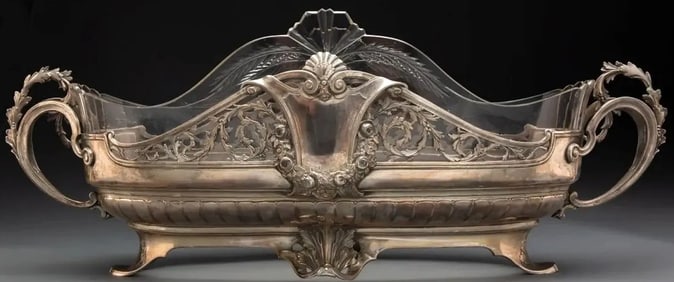 Large 24.5" German Silver-Plated Metal Centerpiece