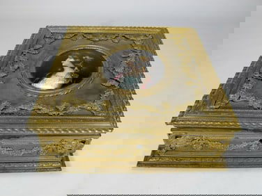 Antique French Bronze & Enamel Jewelry Box