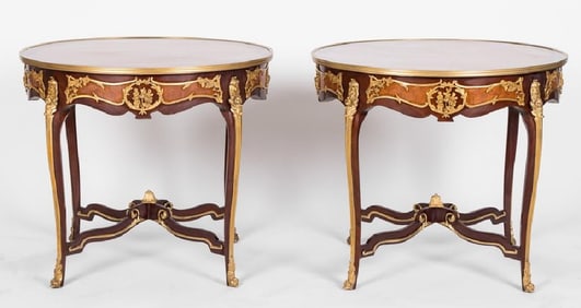 Pair Of Louis Xv Style Gilt Mounted Gueridons