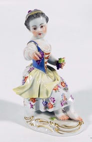 Meissen Porcelain Figure Of Girl With Grapes