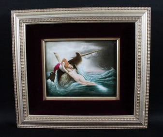 German Hand Painted Porcelain Plaque