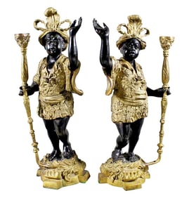 Pair Of Venitian Bronze Blackmoor Figures