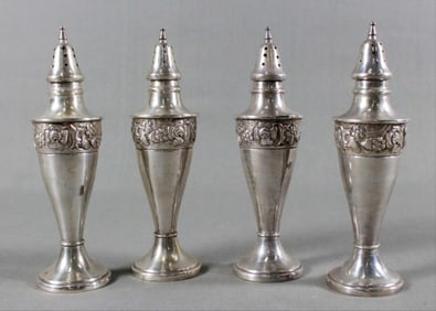 Set Of 4 Sterling Silver Salt Shakers