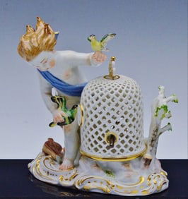 19Th Century Meissen Figure Of Bird Cage 1St Quality