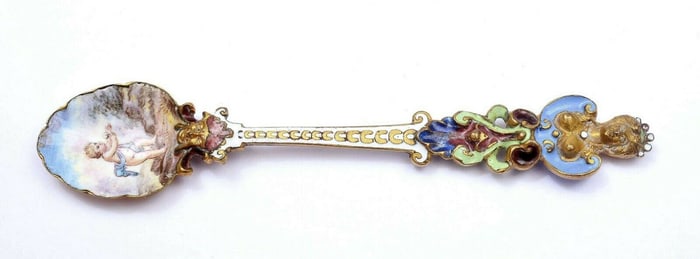 1900'S Austrian Vienna Viennese Enamel Gilt Copper Tea