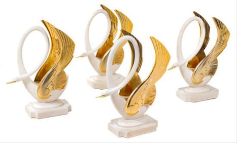 Manner Of Maison Jansen, C. 1980, A Set Of 4 Swan Table