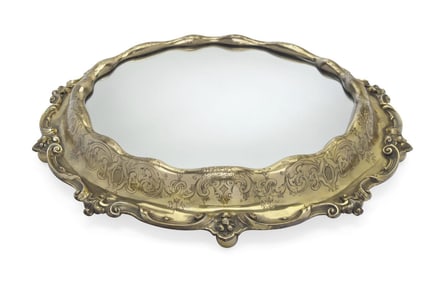 A French Gilt-Metal Mirrored Plateau