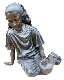Large Patinated Bronze Figure Of A Girl