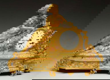 Dore Bronze 8 Day Figurative Clock