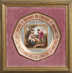 Vienna Porcelain Octagonal Charger, Austria, Early To