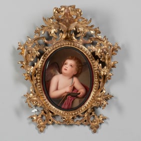 19Th C. Kpm Porcelain Plaque Depicting An Angel