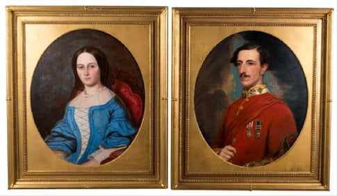 After Benjamin Hudson "Lady In Blue Dress & Her