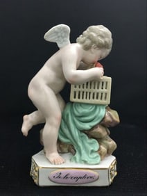 19Th-Century Meissen Handpainted Figure Of Cherub
