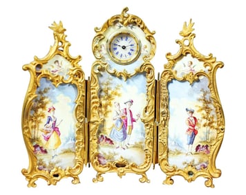 Royal Vienna Style Gilt Porcelain Clock
