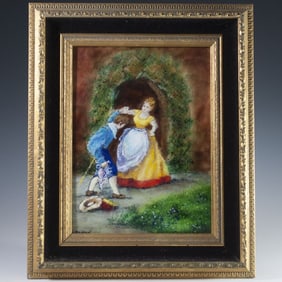 Antique Enamel On Copper Signed "Raphael"